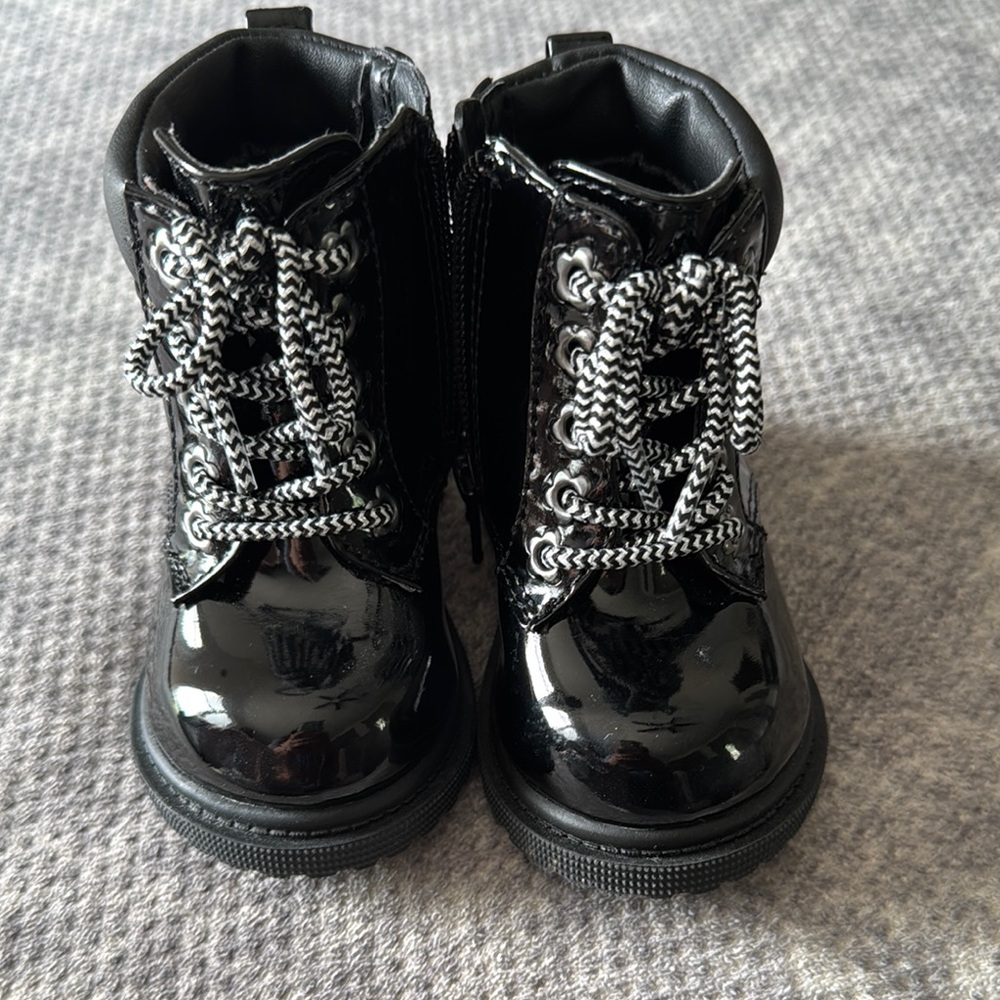 Wonder Nation Black Patent Leather Ankle Boots